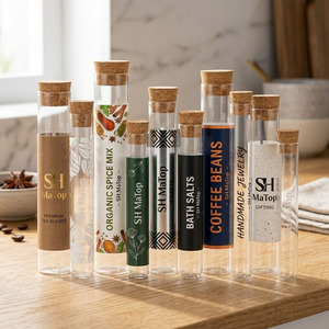 Tube en verre multi-usages avec bouchon en liège pour la maison, l'hôtel, le café - Product Image 1
