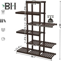 Support à plantes pour plantes d'intérieur et d'extérieur, étagère à fleurs en bambou à plusieurs niveaux, présentoir à plantes pour salon jardin coin Pat