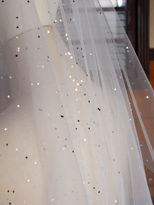 Voile de mariée élégant et scintillant à deux couches en tulle blanc avec décoration de sequins argentés, accessoire de mariage pour femme, voile de mariée doux - Product Image 6