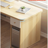Bureau d'angle en bois avec bibliothèque, table d'étude, bureau d'ordinateur, bureau d'apprentissage