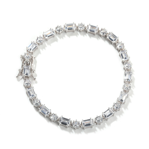 <span class=keywords><strong>Bracciale</strong></span> Tennis Geometrico <span class=keywords><strong>con</strong></span> Zirconia Cubica Taglio Smeraldo, Placcato Oro in Ottone, Gioielli da Matrimonio, Catena Tennis CZ - Product Image 2