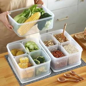 Food Container With Compartments Transparent Plastic Storage Box For Kitchen Organizing <b>Vegetables</b> Grains Spices - Product Image 1