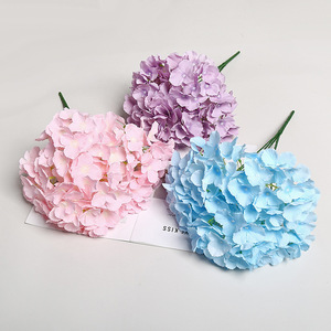 Bouquets d'hortensias artificiels Lichao, 5 têtes, fleurs en soie faites à la main, décoration de mariage, décoration de la maison, accessoires d'extérieur - Product Image 3