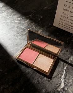 Vente en gros transfrontalière Support personnalisé Starlight Double couleur rose clair Haute brillance Contour Blush Palette Paillettes fines naturelles - Product Image 4