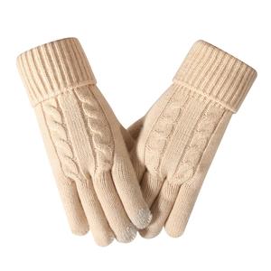 Kadın polar astarlı çift katmanlı kalınlaşmış örme eldiven kış açık bisiklet soğuk dayanıklı dokunmatik açık - Product Image 6