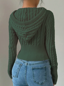 Cardigan zippé à manches longues pour femme, personnalisable en usine, pour l'hiver, sweat à capuche décontracté de haute qualité pour femme - Product Image 4