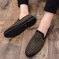 Mocassins élégants pour hommes en PU avec paillettes de cristal, style britannique, à enfiler, antidérapants, pour mariage et soirée, collection automne-printemps