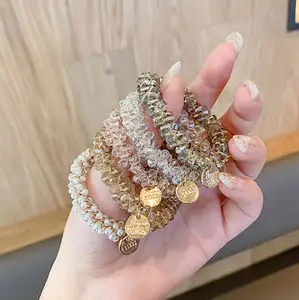 Pearl Crystals Elastic Band Hair Tie Crystal Bracelet Women