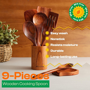 Ensemble d'ustensiles de cuisine en bois 10 pièces pour la maison, outils de cuisson multifonctionnels, non toxiques, durables, de haute qualité, les plus vendus - Product Image 2