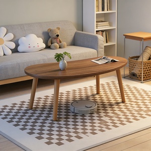 Mesa de Centro Ovalada con Patas de Madera, Estilo Minimalista, Blanca, para Sala de Estar, Mesa de Centro Nórdica, Mesa de Sofá, Resistente, Ahorra Espacio, Z-07 - Product Image 4
