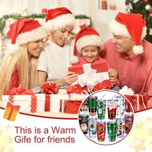 Vaso Térmico Navideño con Tapa y Pajita, Vaso de Papá Noel, Vaso de Agua Personalizado para las Fiestas Navideñas, Regalos para Cristianos - Product Image 4