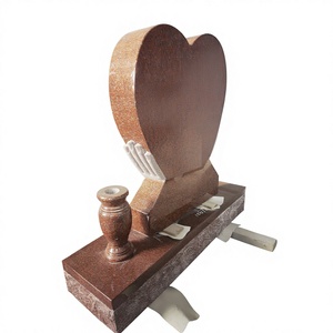 Statue commémorative traditionnelle en granit rouge d'Inde pour cimetière, utilisation extérieure - Product Image 5