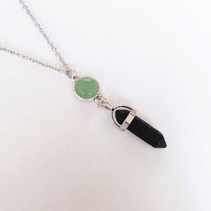 Collar de Cadena de Acero Inoxidable con Pilar Hexagonal de Roca Volcánica <span class=keywords><strong>DIY</strong></span>, Collar con Cuentas de Piedras Preciosas y Cabeza de Bala para Mujeres y Hombres - Product Image 4