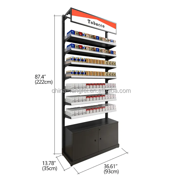 Manufacture tobacco store fixture display cabinet dispenser in cigarette display racks for sale custom cigarette display shelves