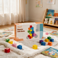 Blocs magnétiques en forme de cube avec logo personnalisé, éducatifs, Montessori, certifiés REACH ASTM CPC