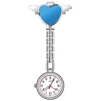 Nouvelle montre infirmière portable en acier inoxydable, motif cœur d'ange, à quartz, pour femme, avec clip broche, montre à accrocher pour médecin, chiffres arabes