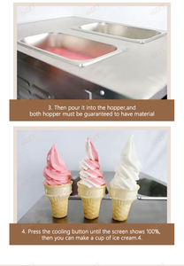 Thông minh hoàn toàn tự động mềm phục vụ máy làm kem 2 + 1 hỗn hợp 3 hương vị Ice Cream Maker thương mại Máy làm kem mềm - Product Image 4