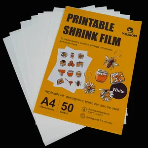 YESION Heat Shrink Film Plastic Sheets Printable Shrink Art Paper Shrink Film Sheets White Color for Kids Creative Craft Earring