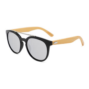 Nouvelles lunettes de soleil en bois de bambou de style européen pour hommes, monture ovale noire, protection UV400, verres PC, protection solaire pour la conduite - Product Image 4