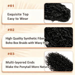 Boho Braiding Drawstring Ponytail 22 Inch Synthetic Fiber Bohemian Style Pony Tails BOHO Ponytail Fluffy Box Braiding Ponytail - Product Image 3
