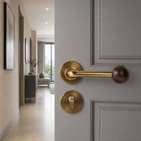 Serrure de porte à levier magnétique silencieuse en aluminium et hêtre, corps divisé, pour intérieur, chambre, salle de bain, maison, villa, vente en gros