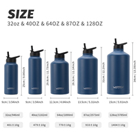 Gobelets de sport Watersy personnalisés de style américain, 32 oz et 64 oz, avec poignée, en acier inoxydable SS304, thermos, gourde sport, paille, anti-fuite