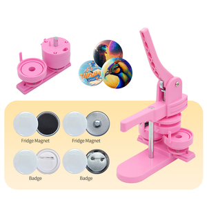 Machine manuelle DIY pour badges 58mm/44mm 3-en-1 à pression coulissante avec boîtier ABS - <span class=keywords><strong>Kit</strong></span> complet Rose/Vert au choix - Product Image 3