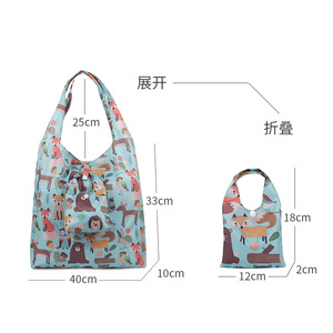 Bolsa de compras plegable de tela Oxford con estampado de dibujos animados, bolsa grande de hombro ecológica para compras, bolsa reutilizable portátil - Product Image 4