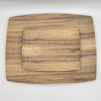 Plateau de service rectangulaire en mélamine imitation bois de 13 pouces avec bord arrondi pour restaurant et usage domestique