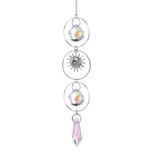 Campana de Viento de Cristal Plateado Estilo Ins, Atrapasueños con Colgante de Estrella, Luna y Sol, Adorno Decorativo para Ventana del Hogar - Product Image 5