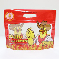 Sachets Mylar personnalisés imprimés thermoscellables en plastique avec fermeture éclair, anti-odeur, à fond plat, avec fenêtre, pour poulet rôti et bonbons
