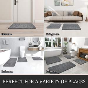 Juego de Alfombrillas de Baño Antideslizantes de Franela en Forma de U, Personalizadas al por Mayor, Alfombrillas de Baño de Espuma Viscoelástica Suave, Juego de 3 Piezas - Product Image 4