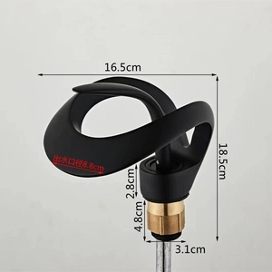 Màu đen phòng tắm lưu vực vòi xử lý duy nhất thác nước vòi rắn brass <span class=keywords><strong>Basin</strong></span> Mixer vòi sáng tạo rỗng ra thiết kế nước TAP - Product Image 4