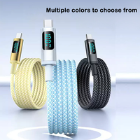 Câble de données USB-C vers USB-C 100W, tressé en nylon, charge rapide, entièrement compatible avec les téléphones mobiles, avec affichage numérique LED