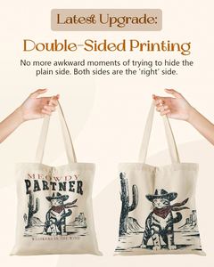 Sac fourre-tout en toile Miss Adola - Sacs de shopping réutilisables esthétiques pour femmes, sacs à bandoulière en toile imprimés mignons pour femmes - Product Image 2