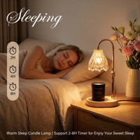 Lampe chauffe-cire en verre en forme de larme avec bras métallique incurvé réglable en hauteur et base ronde en bois massif, pour crème française, décoration intérieure et cadeau