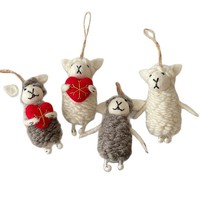Porte-clés en feutre de laine en forme de mouton, fait main, tricoté, breloque de sac animalière, assortiment, mini cadeau, logo personnalisé, vente en gros, OEM