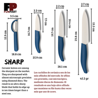Ensemble de couteaux en céramique avec lames droites blanches, 5 pièces, ambidextre, passe au lave-vaisselle, durable, finition brillante, manches en plastique