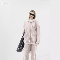 Veste à capuche à fermeture éclair personnalisée sweats en coton éponge française vierge fermeture éclair complète Vintage lavage à l'acide sweats à capuche pour hommes