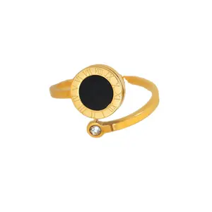18k镀金经典珠宝饰品不锈钢亚克力戒指可调锆石戒指