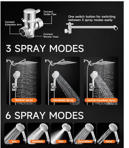 Đa chức năng 304 thép không gỉ mưa Vòi sen đầu mạnh mẽ máy bay phản lực Water. With cầm tay phun Kit - Product Image 2
