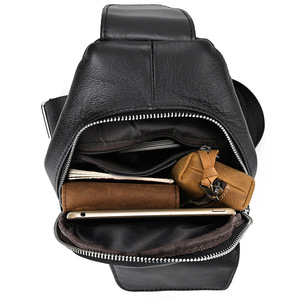 Sac de poitrine en cuir véritable hommes printemps et été <span class=keywords><strong>sortie</strong></span> sac à bandoulière noir marron Pack téléphone sac à bandoulière 2025 - Product Image 5