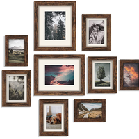 Set Bingkai Foto Kayu Ramah Lingkungan Bergaya Vintage Rustic untuk Kolase Dinding 10 Pcs Bingkai Foto Gaya Farmhouse untuk Digantung