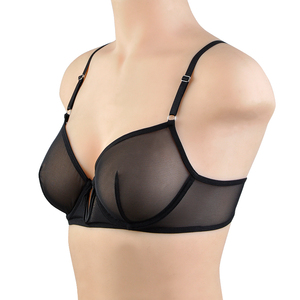 Nuovo Reggiseno Balconette Trasparente in Rete Nera per Donna, con Ferretto a V, Traspirante e Morbido - Product Image 3