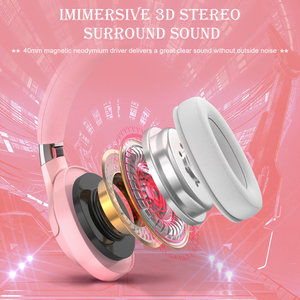 Auriculares plegables de alta <span class=keywords><strong>calidad</strong></span> para Gamer, audífonos con micrófono desmontable, color rosa, <span class=keywords><strong>ONIKUMA</strong></span> K15, nuevo diseño - Product Image 4