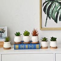 Pot Bunga Keramik Mini Putih Modern Minimalis, Pot Tanaman Hias Berlapis Glaze, Dekorasi Ramah Lingkungan untuk Kantor, Rumah, dan Dalam Ruangan