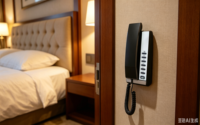 Wandmontierbares Desktop-IP-Telefon mit 2 SIP-Konten, Einstiegsmodell für Hotels, mit 802.3af PoE, Konferenzfunktion und Magnetischem Hörer