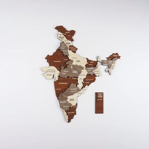 Rompecabezas de Mapa de la India, Decoración de Pared de Madera, Estados y Ciudades Grabados, Decoración para Oficina y Hogar - Product Image 4