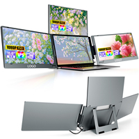 Écran portable pour ordinateur portable de 15,6 pouces, extension d'écran quadruple capable de visualiser différentes images dans les quatre directions