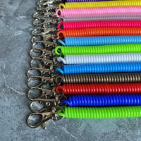 Cordón retráctil de plástico para llaves, llavero en espiral, cordón antipérdida para llaves
